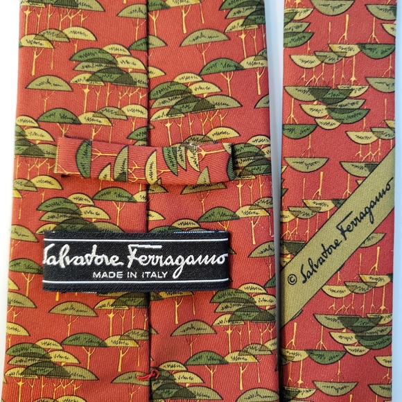 Salvatore Ferragamo necktie tree print motif excellent Condition - Picture 3 of 3